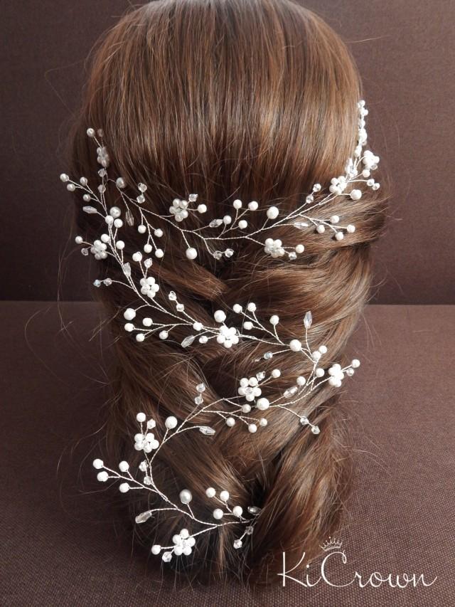 Long Vine Bridal Hair Bridal Hair Vine Pearl Bridal Headpiece Crystal Hair Vine Pearl Bridal 8760