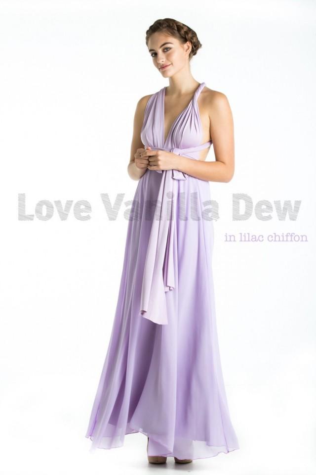 Bridesmaid Dress Infinity Dress Lilac With Chiffon Overlay Floor Length Maxi Wrap Convertible 0587