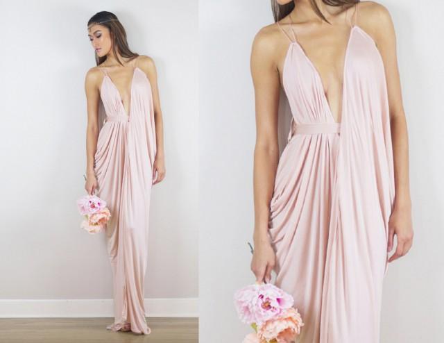 blush gown bridesmaid