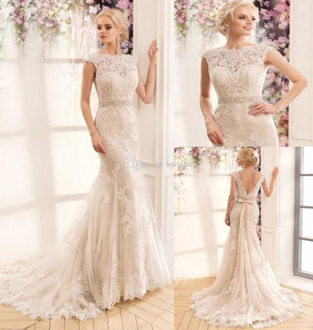 New Arrival Lace Sexy Mermaid Wedding Dresses Cap Sleeve Beaded