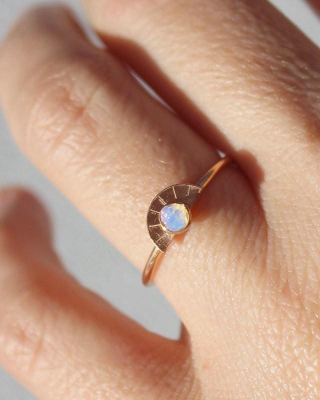 Raw Opal Ring, Rose Gold Promise Ring, Girlfriend Gift, Opal Rosegold