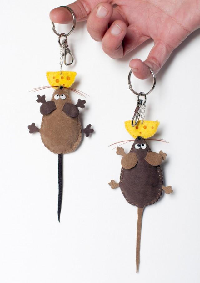 Bag Charm Mouse Miniature Animals Leather Keychain Purse Charm Hangbag