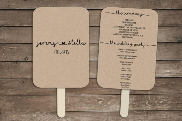 Wedding Program Fan Template Rustic Wedding Program Fan Wedding