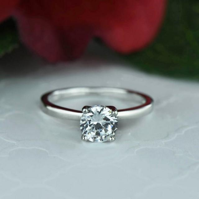 1 Ct Classic Solitaire Ring 4 Prong Engagement Ring Man Made Diamond