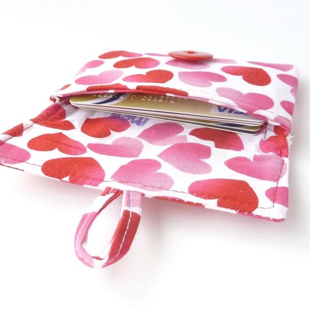 Valentines Day Gift Cute Credit Card Pouch Pink Red Hearts Teen Tween 