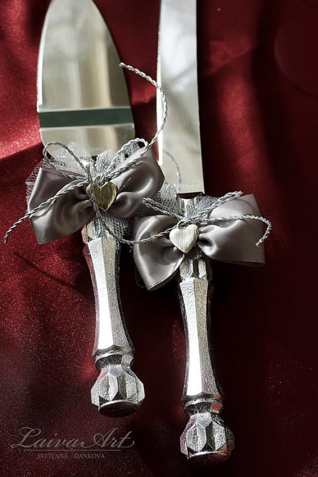 Silver Wedding Cake Server Set & Knife Cake Cutting Set Wedding Cake