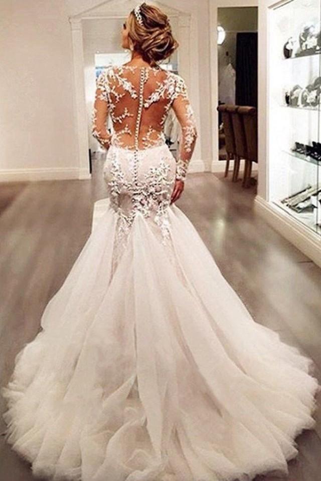 long sleeve lace mermaid wedding dress