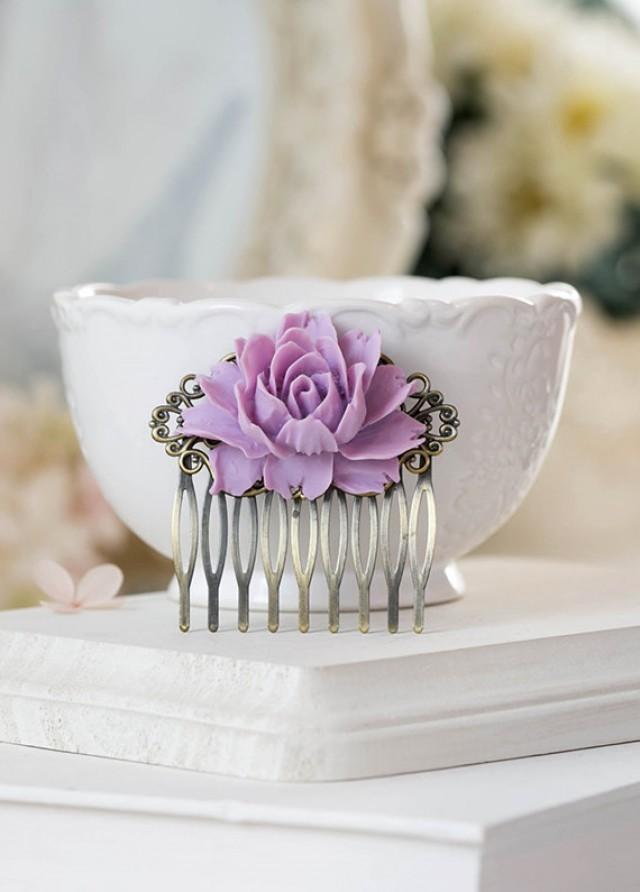 Lavender Hair Comb, Lavender Lilac Purple Wedding Hair Accessory