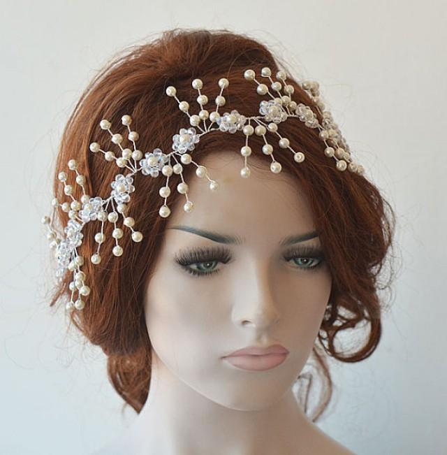 Pearl Headpiece, Bridal Headpiece, Pearl Hair Accessories , Bridal Hair