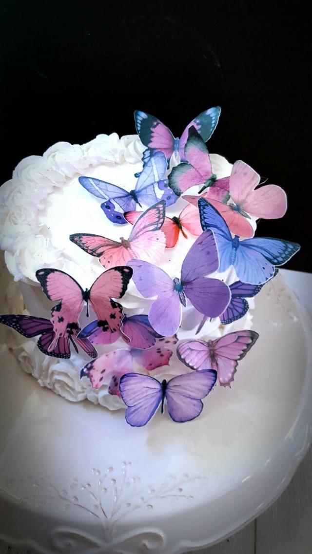 Edible Butterflies Pastel Lavender Pink Wafer Butterflies, Collection
