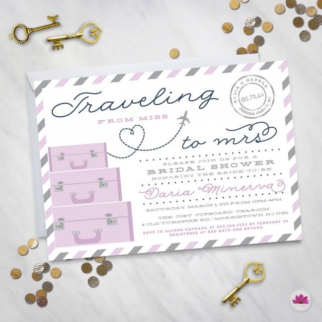 Traveling From Miss To Mrs.– Bridal Shower Invitation (digital File 