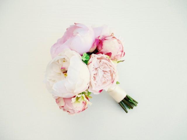 Blush White Peony Bridal Bouquet Modern Pink Blush White Peony Bridal Bouquet Modern Pink Wedding Silk Flowers Peonies 2653256