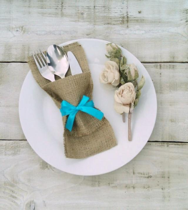 Burlap Silverware Holders Burlap Cutlery Holders Burlap Cutlery Pockets Burlap Wedding