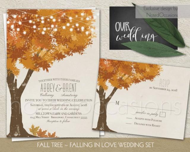 Rustic Fall Wedding Invitations Kit Autumn Oak Tree Wedding With Rustic Tree Leaves Fall Wedding ...