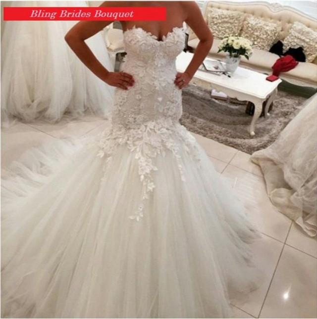 Bling Brides Lace Mermaid Wedding Dress With Corset Back