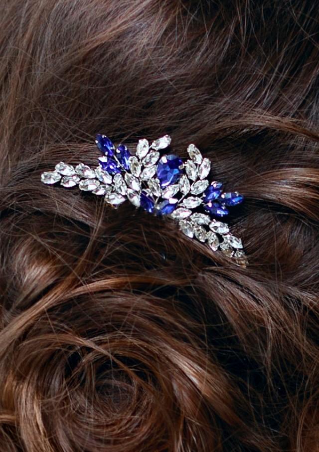 Blue Bridal Hair Comb Something Blue Wedding Hair Comb Navy Blue Wedding Hair Accessory 1992