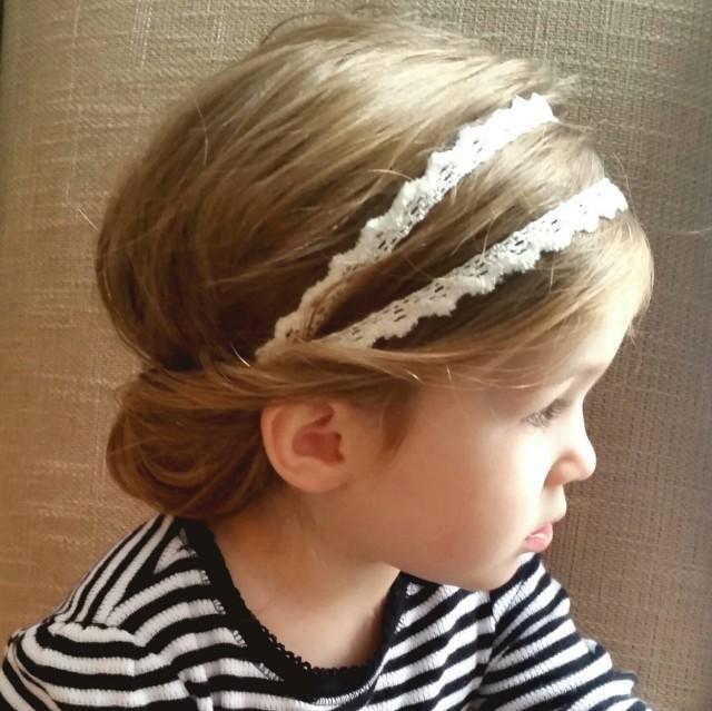 Boho Lace Headband * White Ivory Hippie Headpiece For Babies, Toddlers