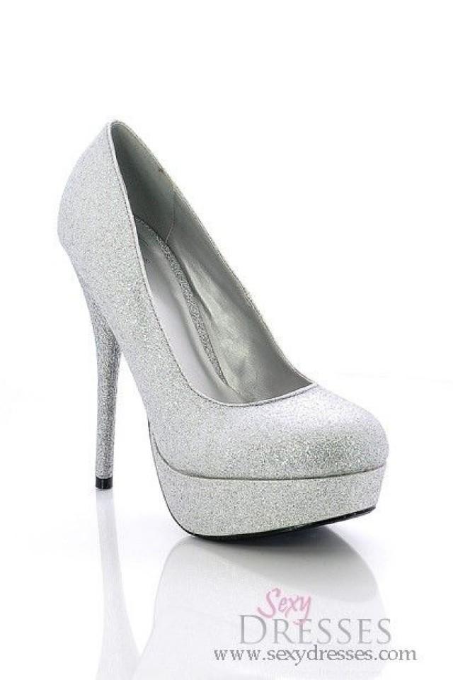 "Seduction" 5" Silver Glitter High Heel Platform Pumps 2657408 Weddbook