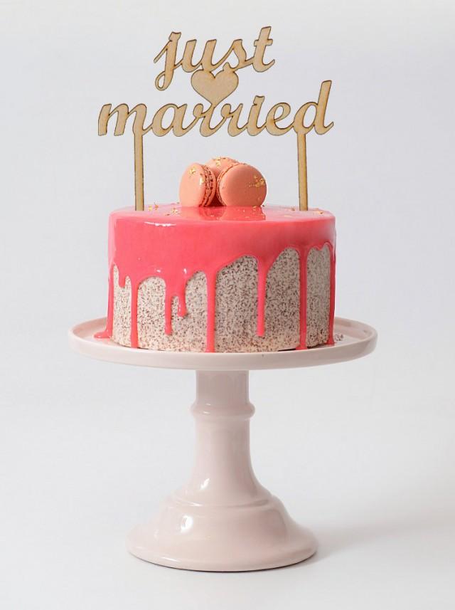 Just Married Wedding Cake Topper Rustic Wood Cake Topper Personalized