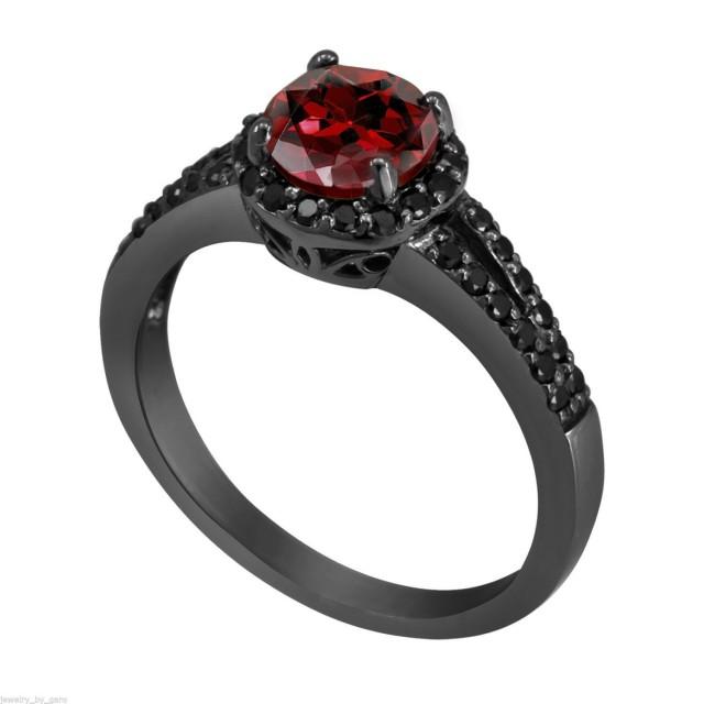 garnet black diamond ring