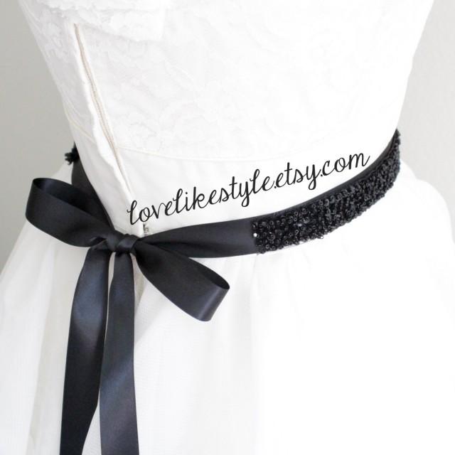 black sequin sash belt