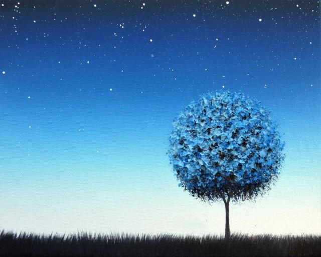 Blue Tree Art Poster, Photo Print Of Blue Landscape, Print Of Oil