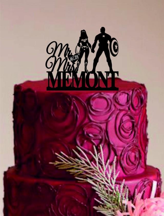 Captain America And Wonder Woman Cake Topper Bride And Groom