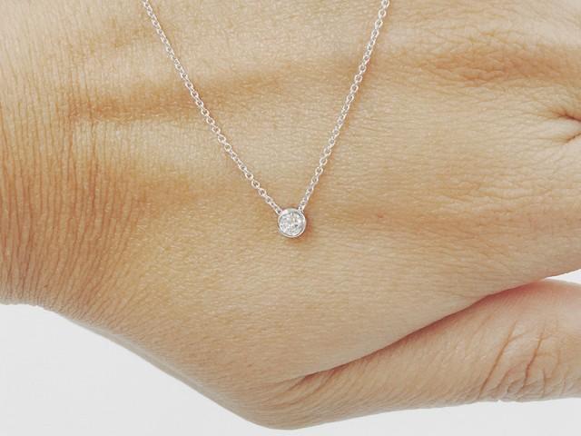 dainty diamond solitaire necklace