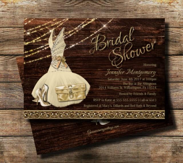 Country Bridal Shower Invitation Rustic Theme Rustic Glam
