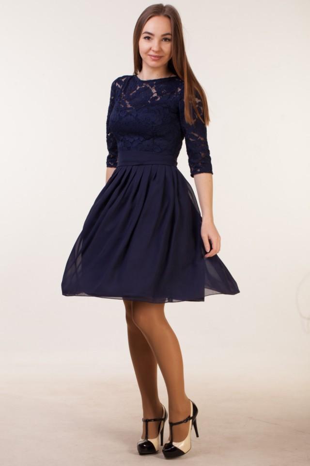 Navy blue cocktail dress with sleeves clearance