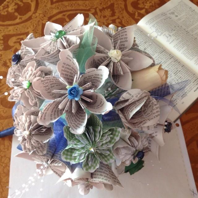 Book Page Paper Flower Wedding Bouquet 20 Handmade Flowers Using Your