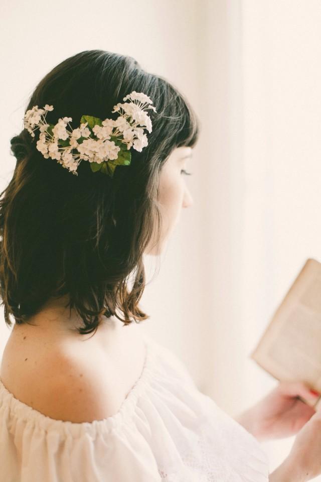 White Baby S Breath Flower Clip Floral Bridal Clip Unique