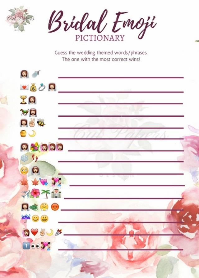 Bridal Shower Game Emoji Pictionary, Interactive, Fun Game! Print At