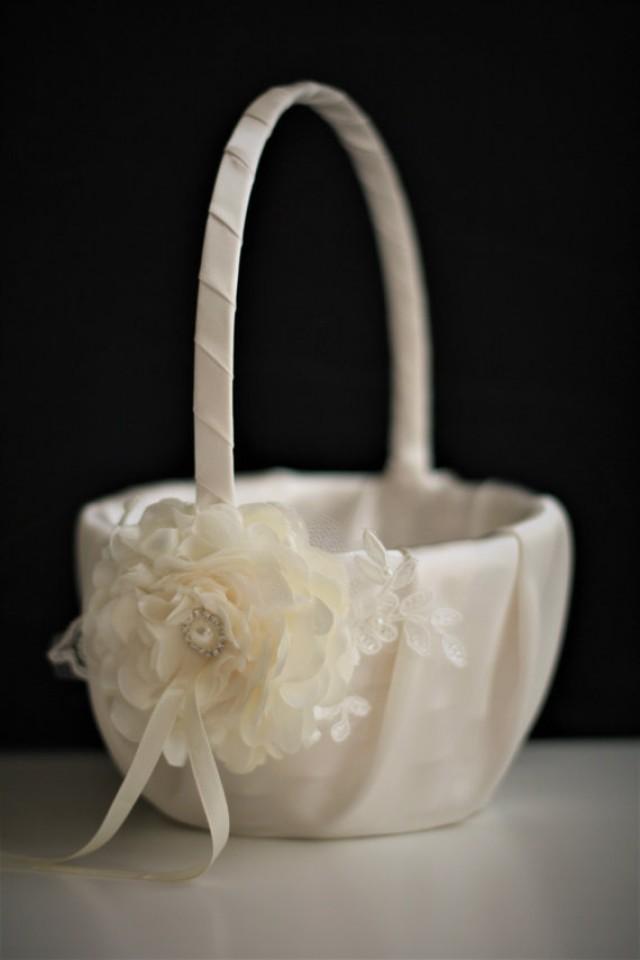Ivory Flower Girl Baskets Ivory Wedding Baskets Lace Wedding Basket