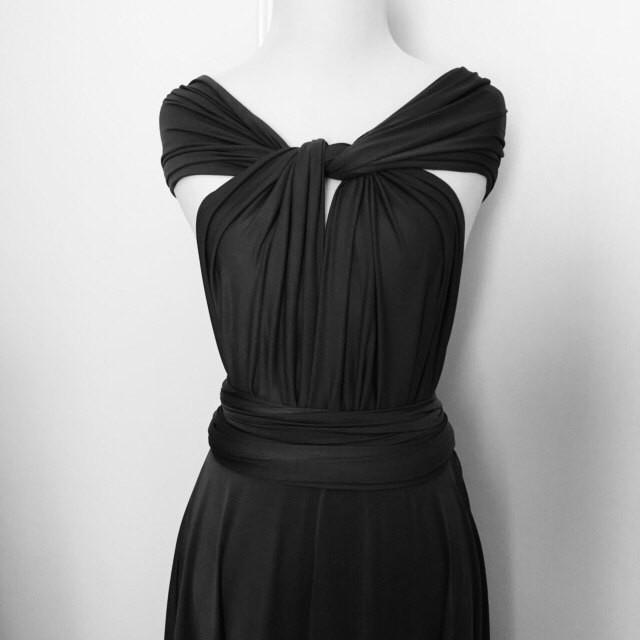 black formal wrap dress