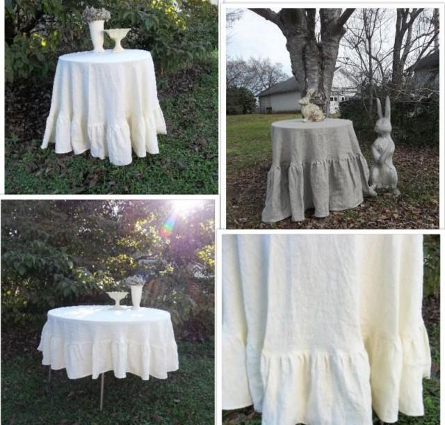 Floor Length Ruffled Linen Tablecloth Ruffled Tablecloth Custom