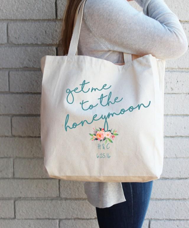 Gift For Bride-to-Be Custom Tote Bag - Honeymoon Beach Bag - Destination Wedding Personalized ...