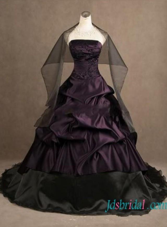 black ball gown wedding dress