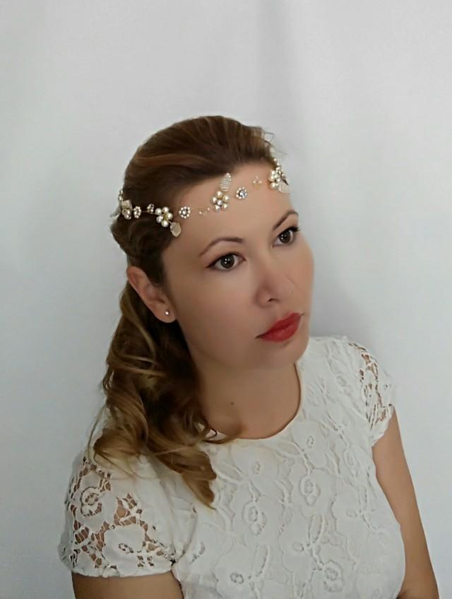 Gold Wedding Headpiece, Gold Headpiece, Gold Head Piece, Bridal Flower