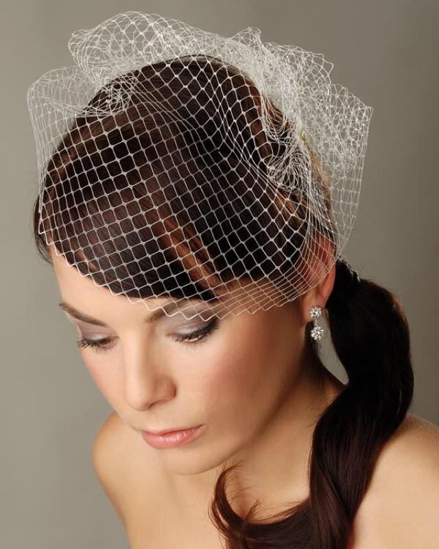 Birdcage Veil 10" Short White Veil Bridal Veil White Fascinator Veil