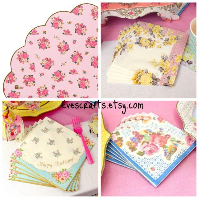 Paper Floral Napkins, Truly Scrumptious, Cocktail Napkins, Birthday