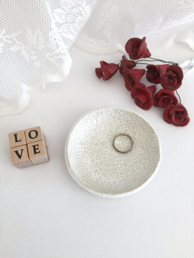 Home Decor, Decoration, Catch All, Jewelry Holder, Ring Dish, White