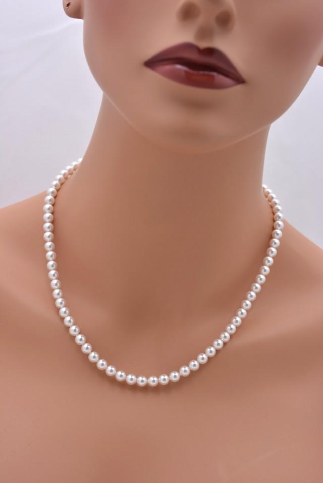 Pearl Necklace, Pearl Bridesmaid Necklace, Classic Pearl Necklace