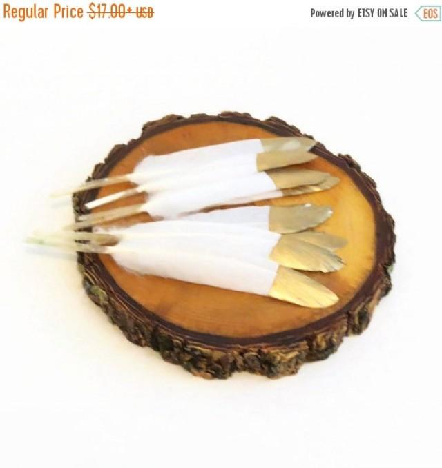 Gold Dipped Feathers White And Gold Feathers Bohemian Wedding