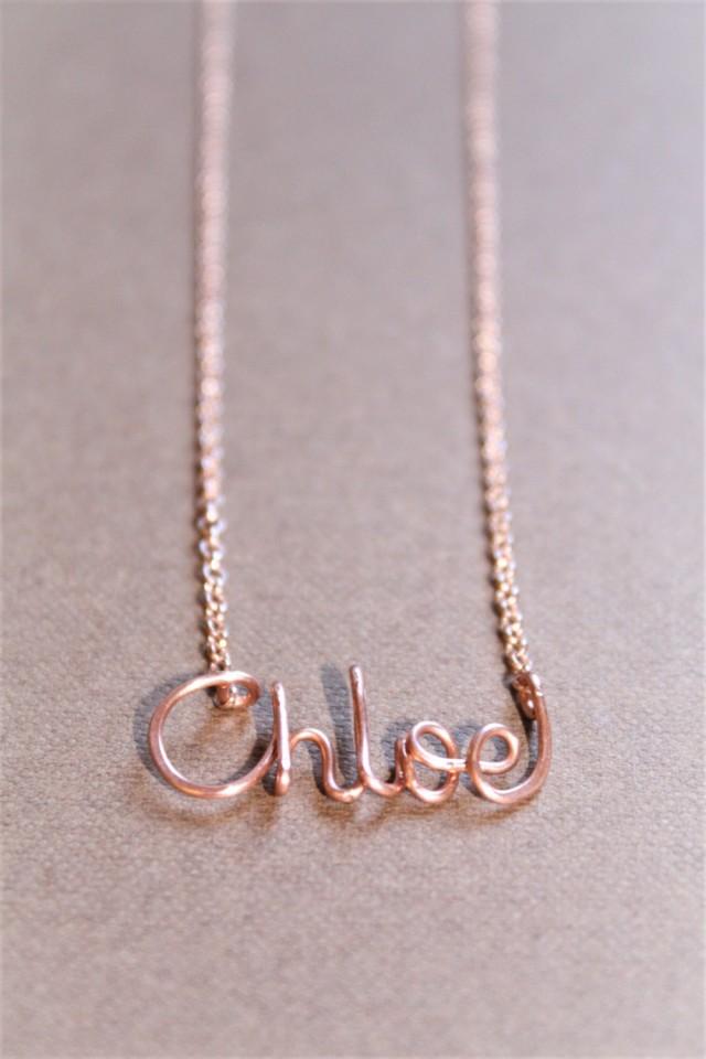 tiny name necklace rose gold