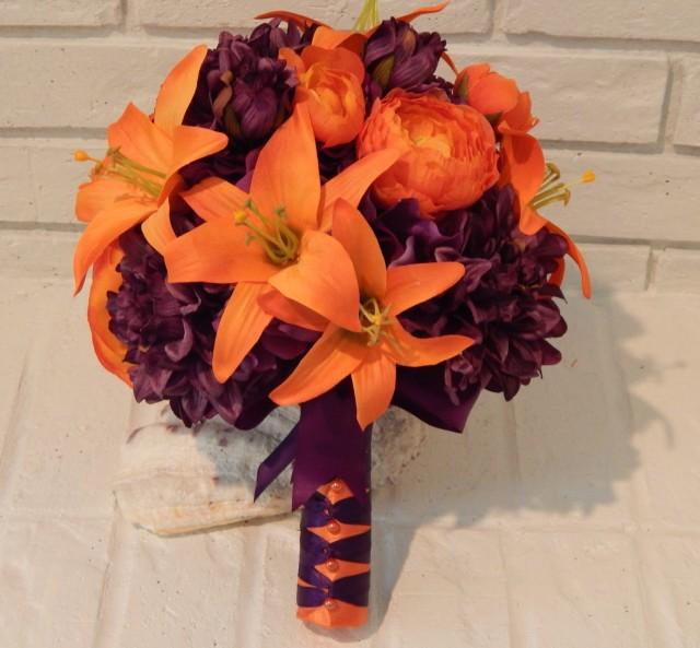 Fall Wedding Bouquet Silk Flower Bridal Bouquet Boutonniere