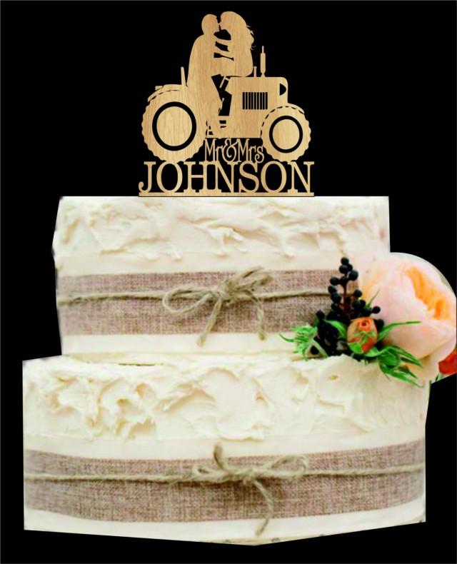 Tractor Wedding Cake Topper, Bride And Groom Wedding Cake Topper