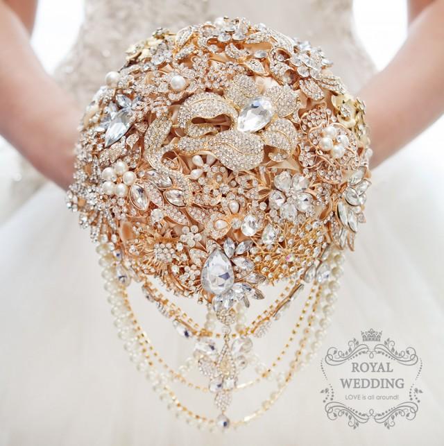 Bridal Bouquet Brooch Bouquet Gold Wedding Bouquet Bridesmaids Bouquet