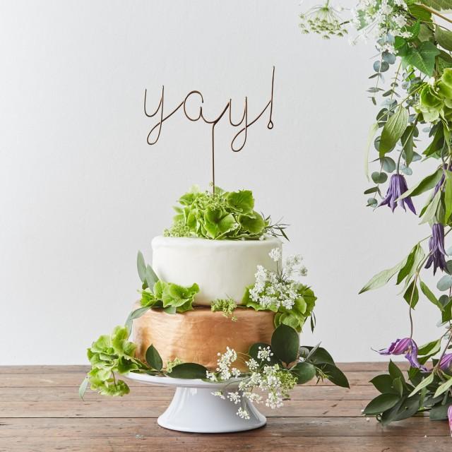 Yay! Cake Topper Copper Cake Topper Wire Cake Topper Party Decoration Metallic Cake
