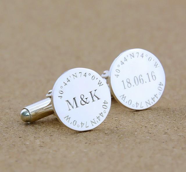 Groom Wedding Cufflinks,Initials And Date Cufflinks,Coordinate Cufflinks,Personalized